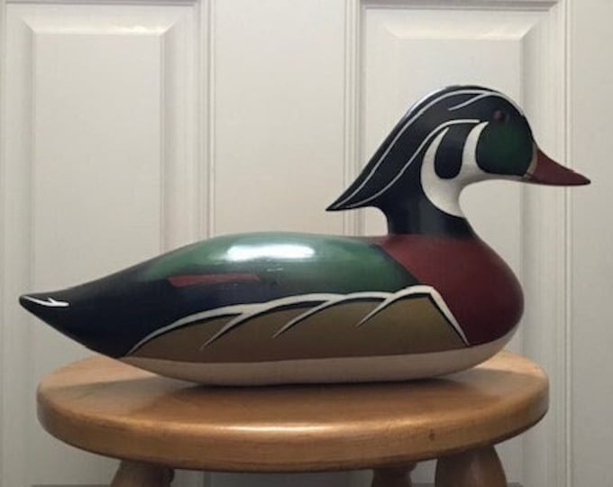 Handcarved, Handpainted Wood Duck Decoy, by Lisa Byrd Etsy