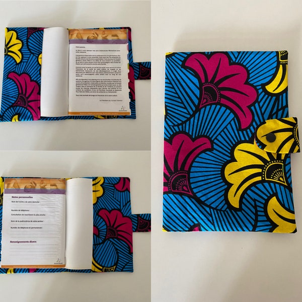 Protège carnet de Santé en tissu wax africain, cadeau de naissance parfait