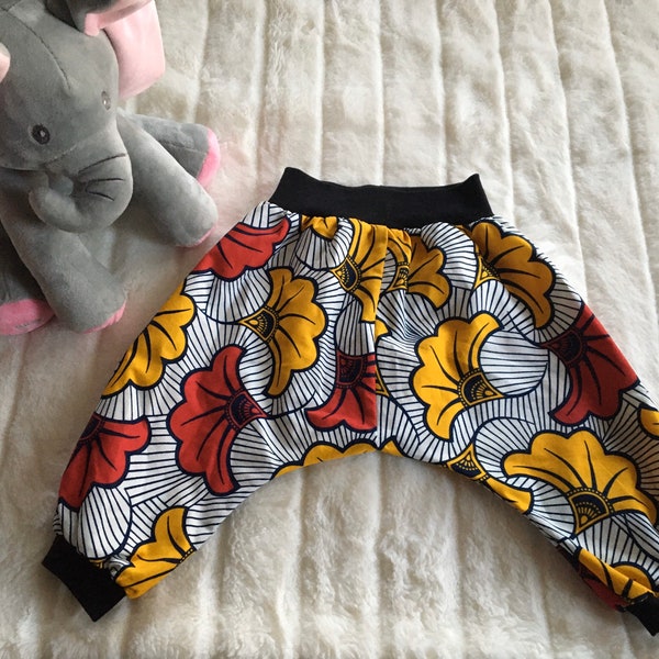 Pantalon Sarouel bébé fille et garçon en wax, tissu africain fait main du 3 mois au 3 ans