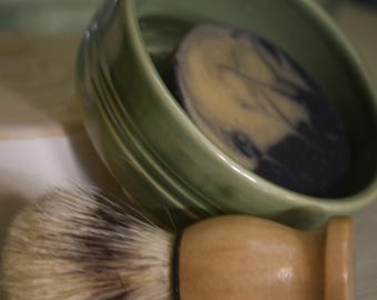 Handmade Ceramic Shave Soap Bowl with Optional Soap & Brush