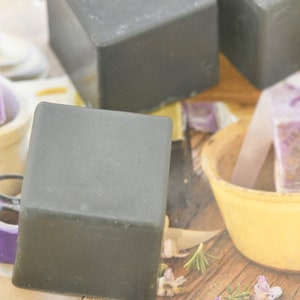 Activated Charcoal Goats Milk Soap Cube Shaped With added Silk All Natural and Organic image 4