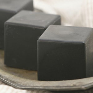 Activated Charcoal Goats Milk Soap Cube Shaped With added Silk All Natural and Organic image 3