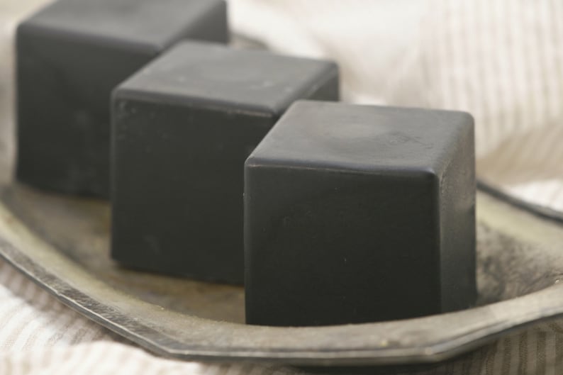 Activated Charcoal Goats Milk Soap Cube Shaped With added Silk All Natural and Organic image 3