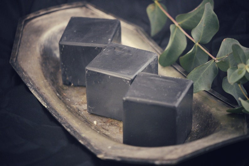 Activated Charcoal Goats Milk Soap Cube Shaped With added Silk All Natural and Organic image 6