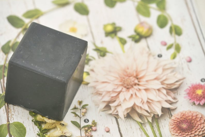 Activated Charcoal Goats Milk Soap Cube Shaped With added Silk All Natural and Organic image 2