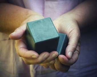 Activated Charcoal Face Soap - Deep Cleansing, Natural, with Silk & Lemongrass Basil
