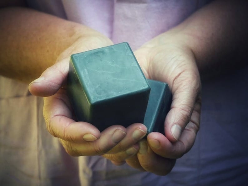 Activated Charcoal Goats Milk Soap Cube Shaped With added Silk All Natural and Organic image 1