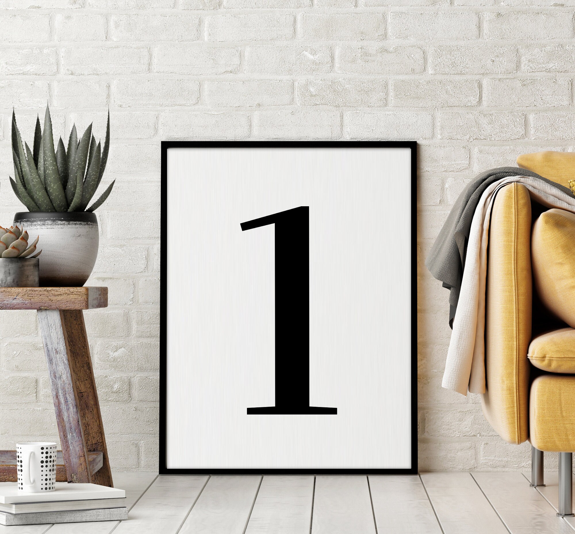 number 1 printable art poster black white print number 1 etsy