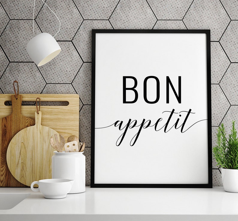 Bon Appetit Printable Art Kitchen Poster Typography Quote - Etsy