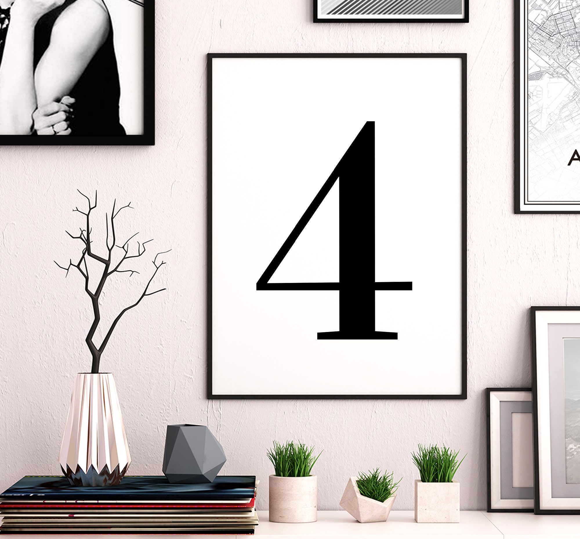 Number 4 Printable Art Typography Poster Number 4 Sign | Etsy