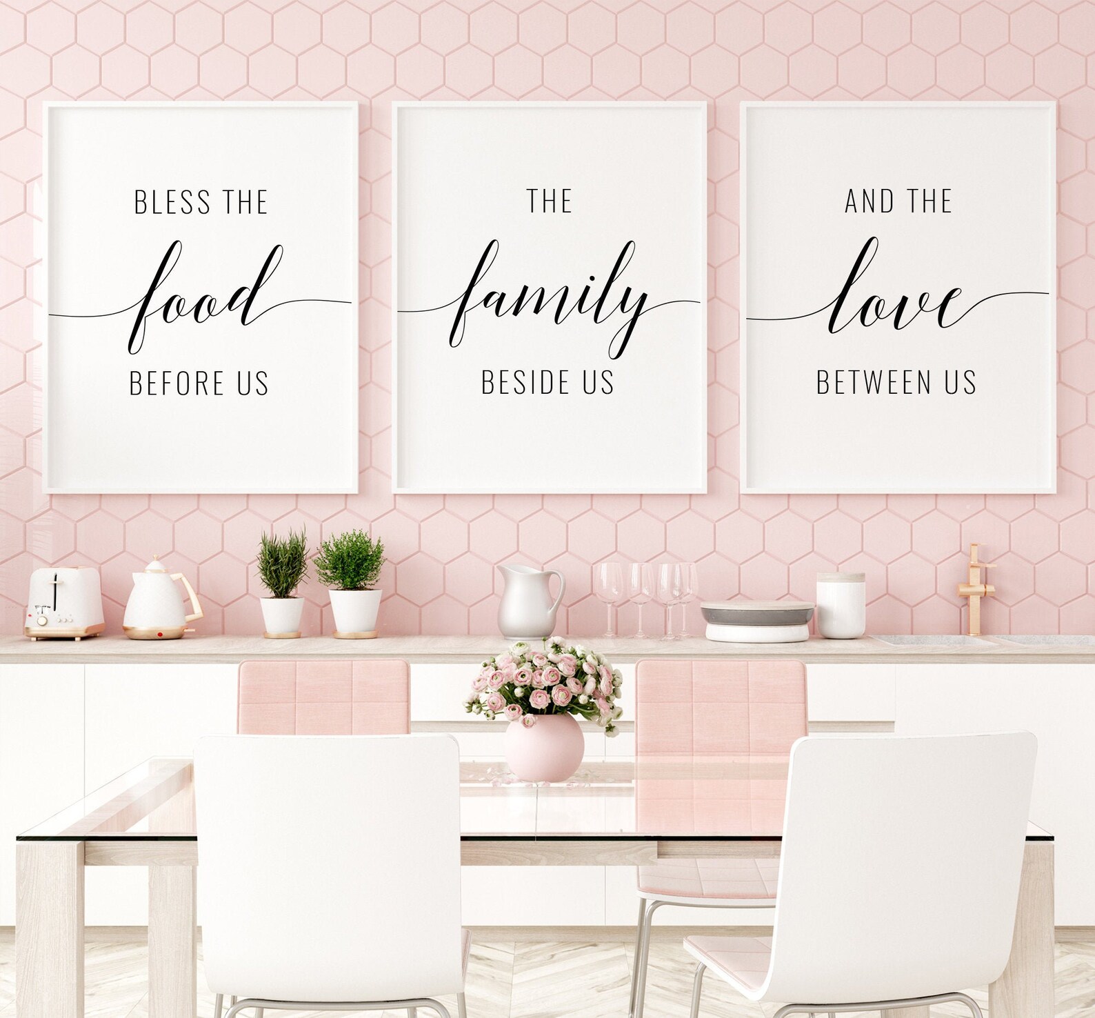 Bless the Food Before Us Printable Art Set of 3 Wall Art Etsy