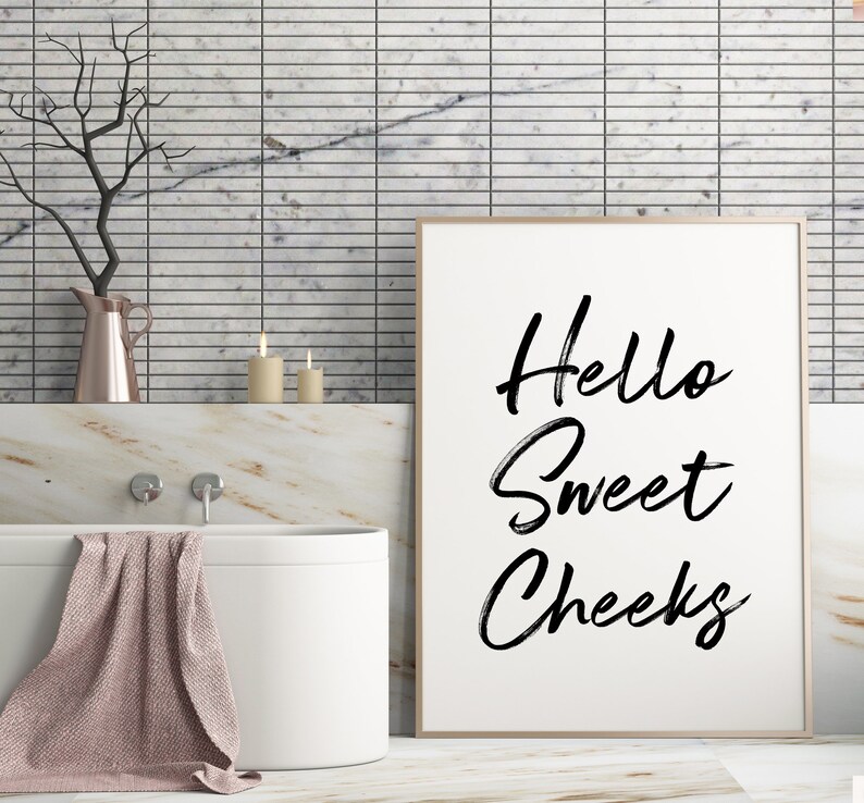 Hello Sweet Cheeks Printable Art Bathroom Decor Funny | Etsy
