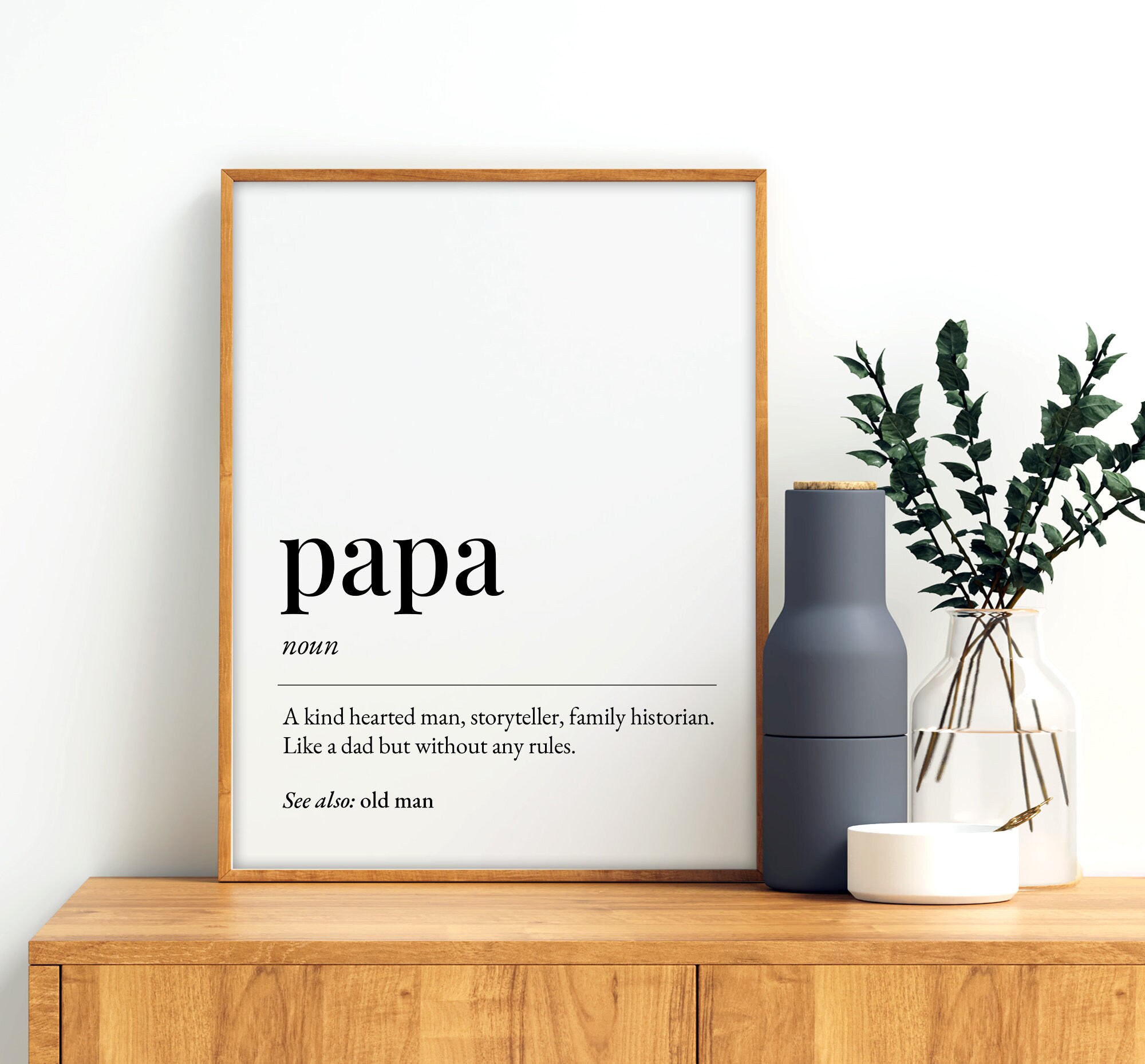 Papa Definition Meaning Printable Art Grandpa Gift Fathers Etsy