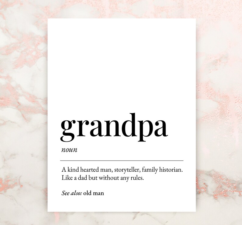 Grandpa Definition Meaning Printable Art Grandpa Gift Etsy