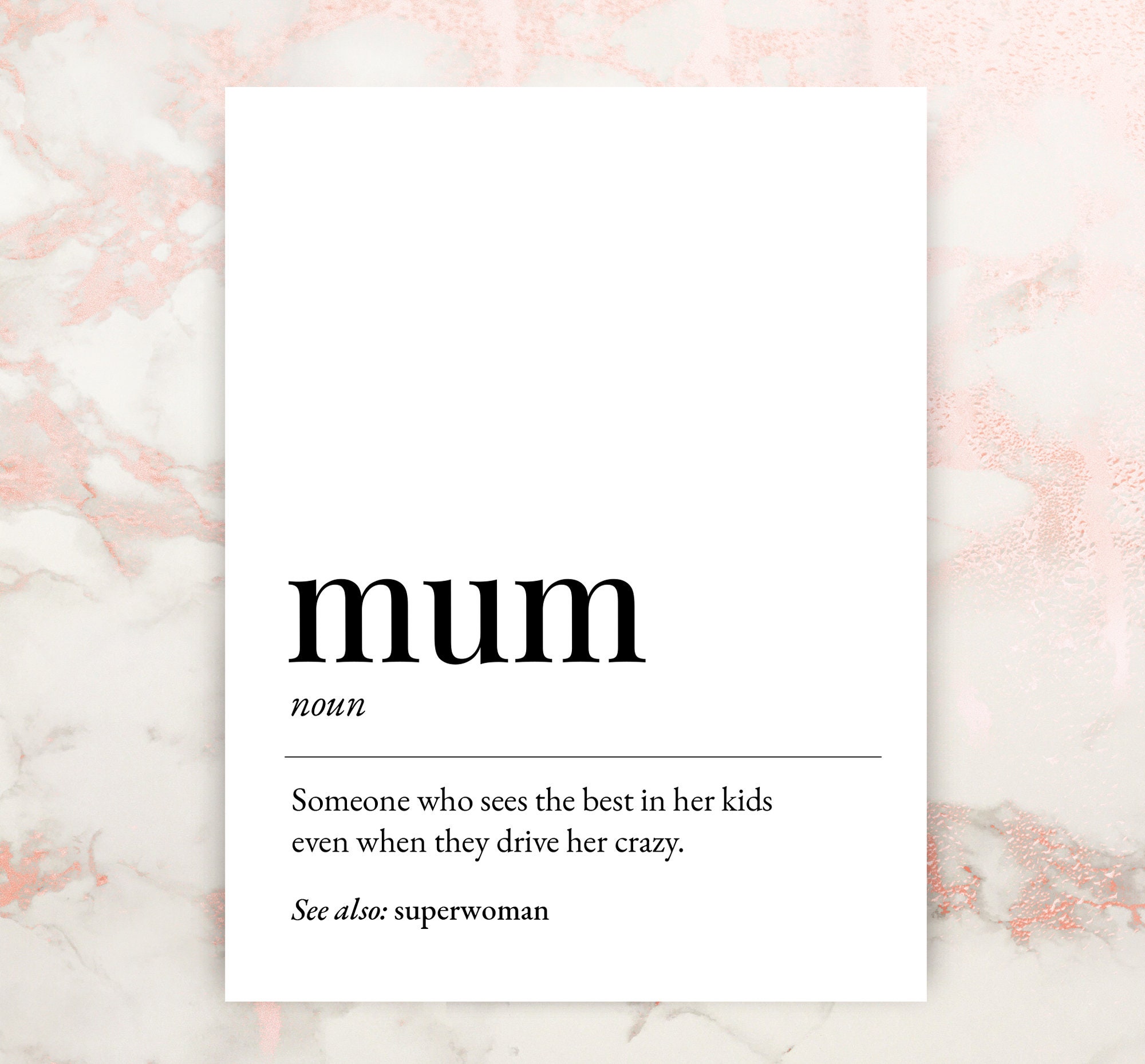 Mum Definition Printable Art Mum Gift Mum Printable Wall Etsy