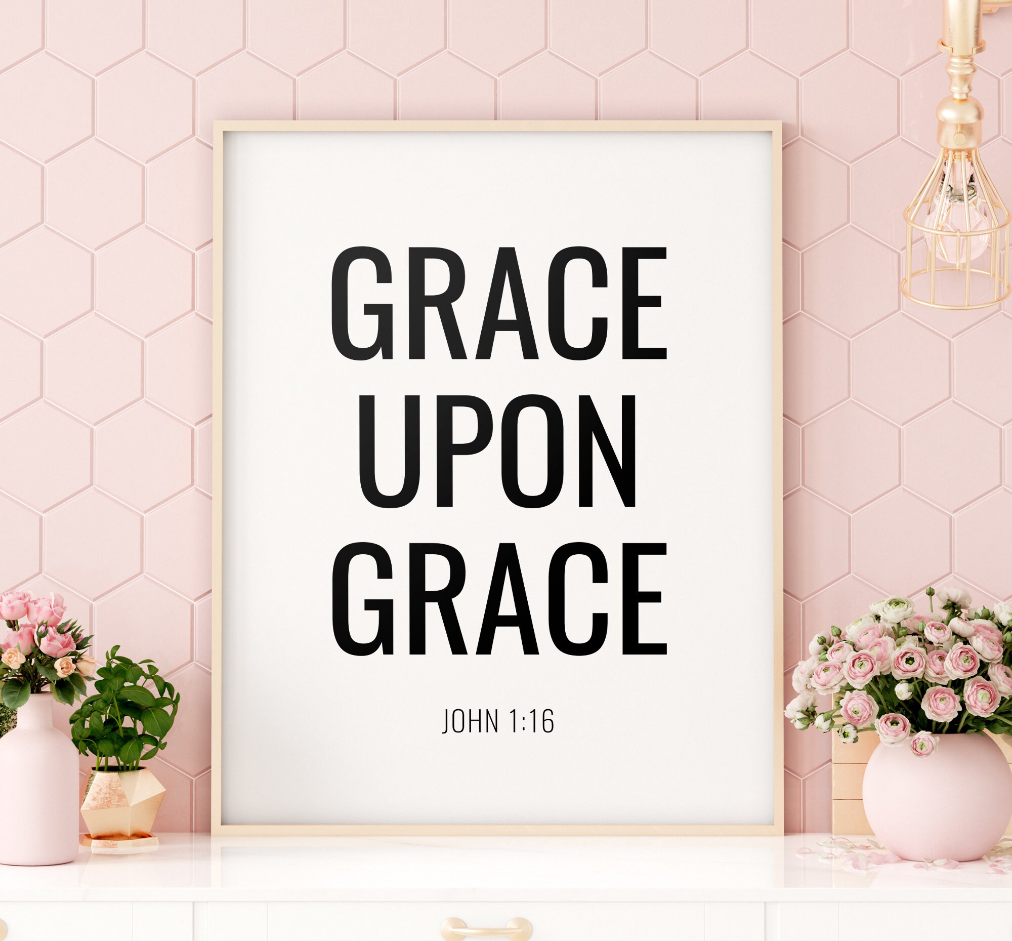 Grace Upon Grace Printable Art Bible Verse Prints John 1:16 | Etsy