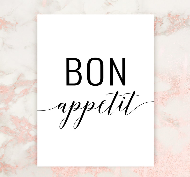 Bon Appetit Printable Art Kitchen Poster Typography Quote - Etsy España