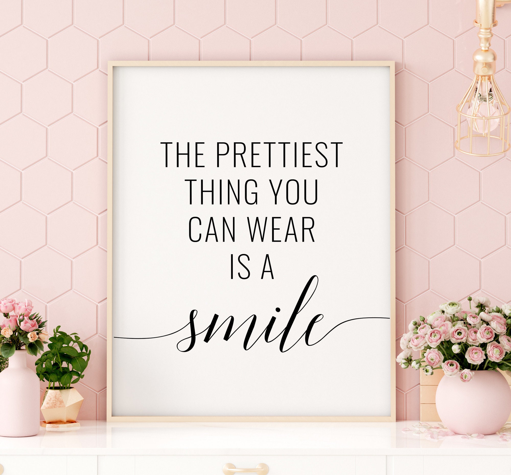The Prettiest Thing You Can Wear is A Smile Printable Art Etsy UK