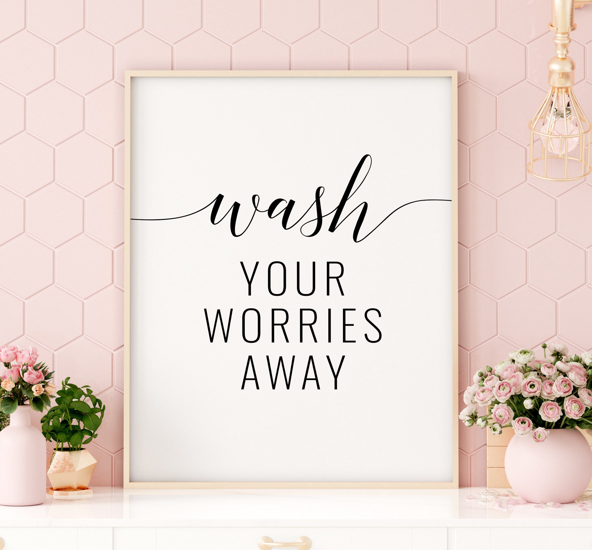 Wash Your Worries Away Printable Art Bathroom Art Wash Your - Etsy ...