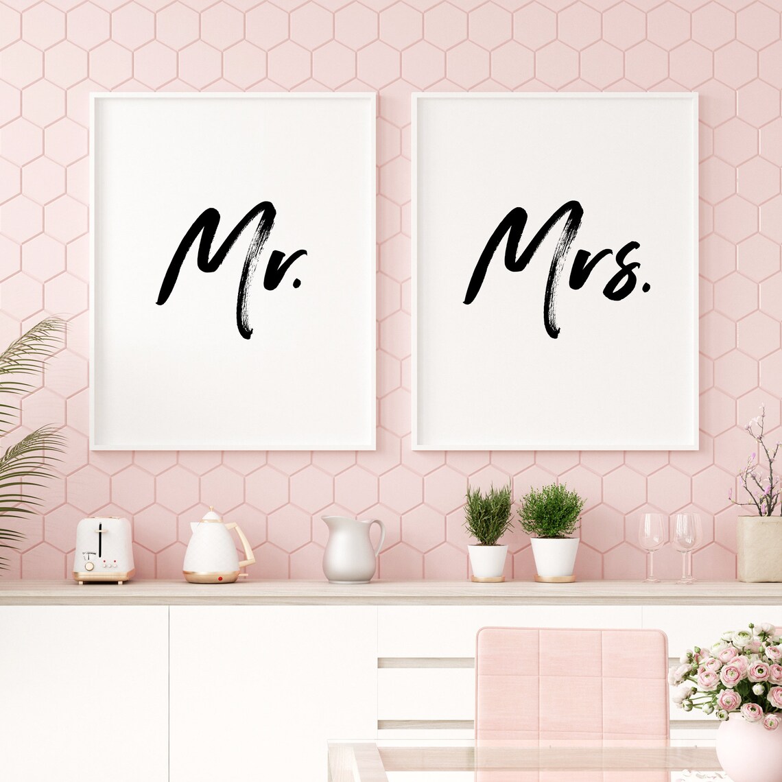 Mr and Mrs Printable Art Set of 2 Prints Couple Bedroom - Etsy