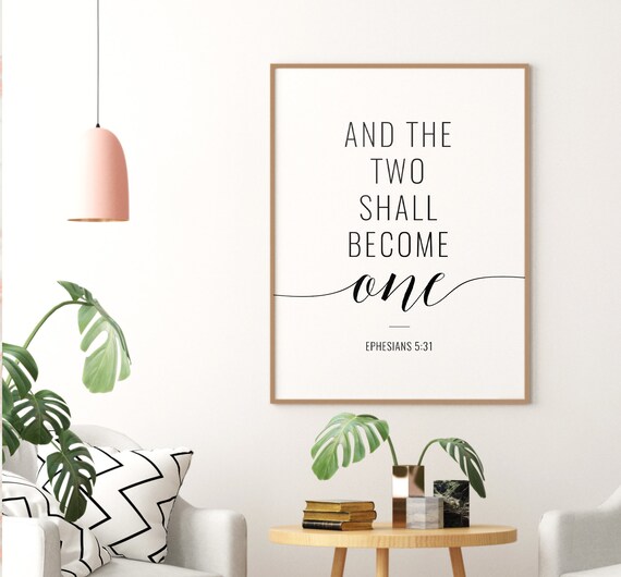 And The Two Shall Become One Printable Art Wedding Bible - Etsy