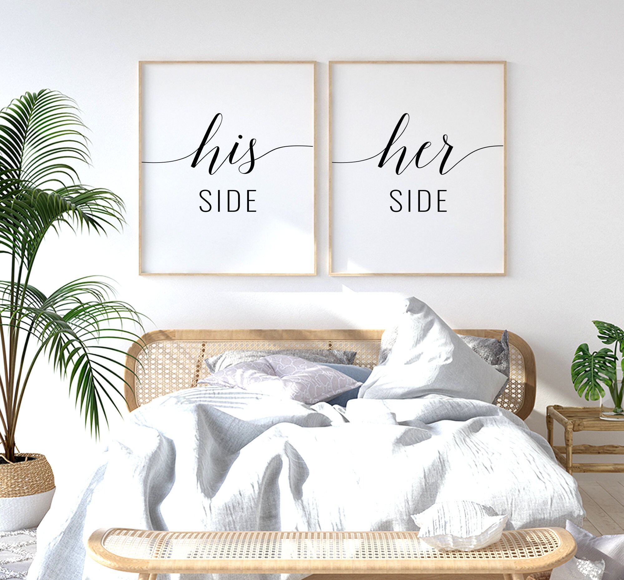 His Side Her Side Printable Art Set Of 2 Wall Art Bedroom Decor Couple Bedroom Printable Above Bed Art Romantic Decor Instant Download