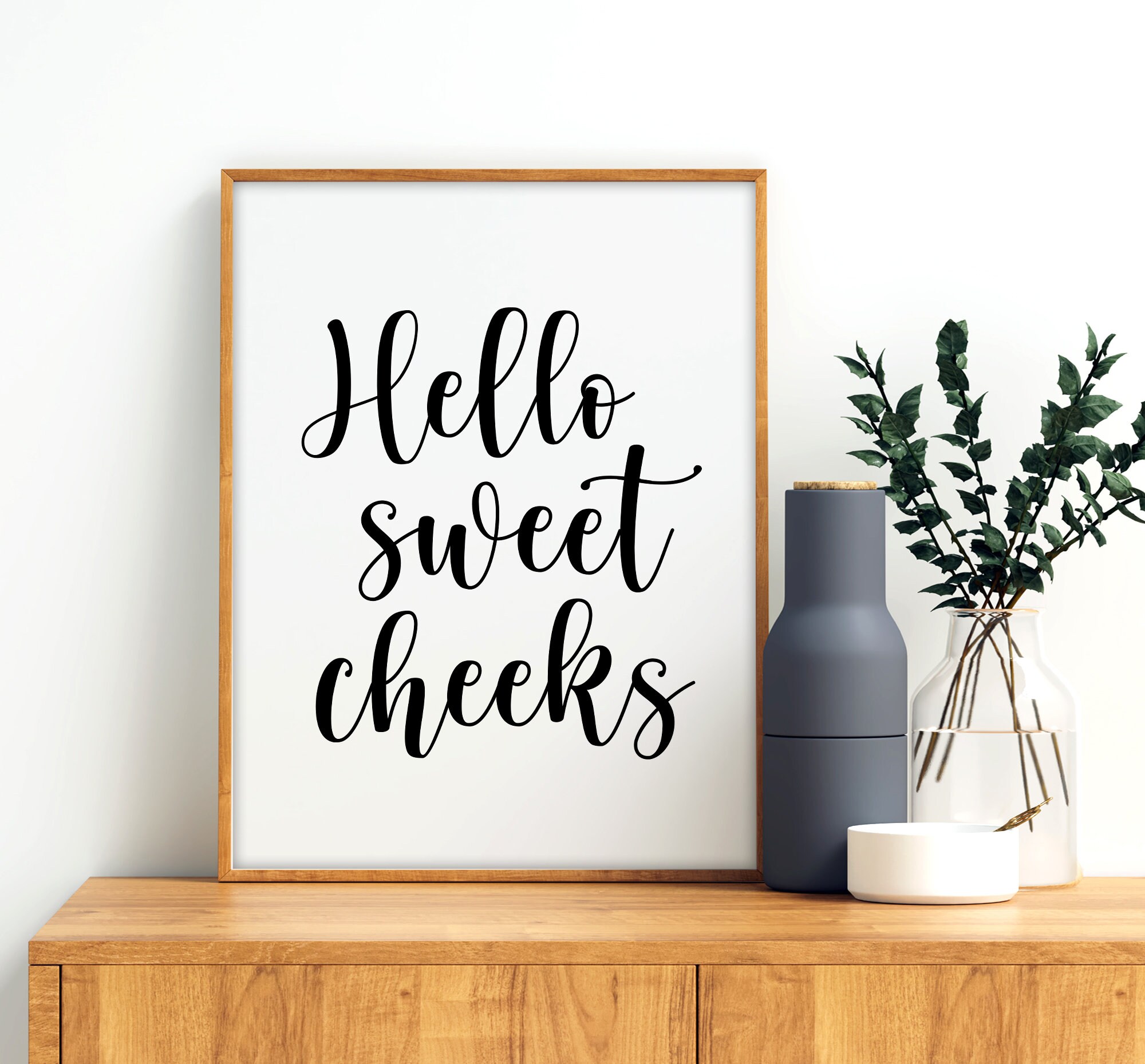 Hello Sweet Cheeks Printable Art Bathroom Decor Funny | Etsy
