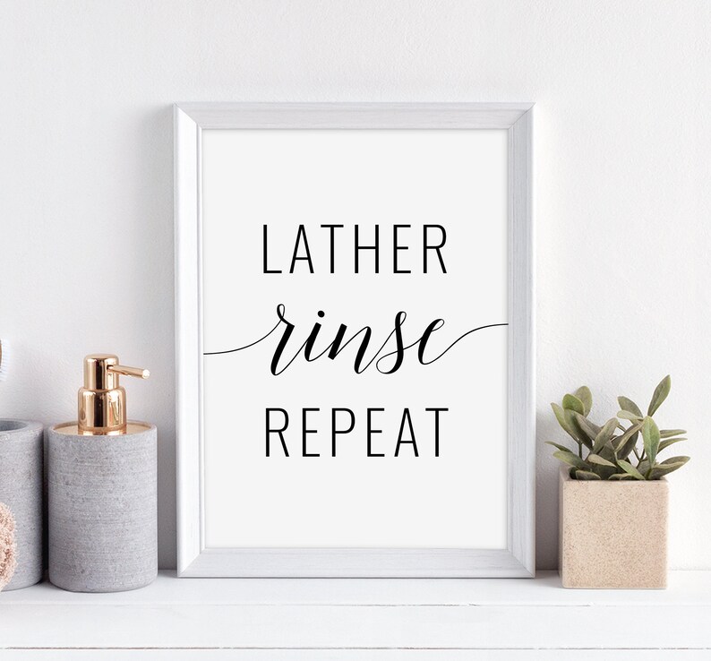 Lather Rinse Repeat Printable Art Beauty Salon Decor | Etsy