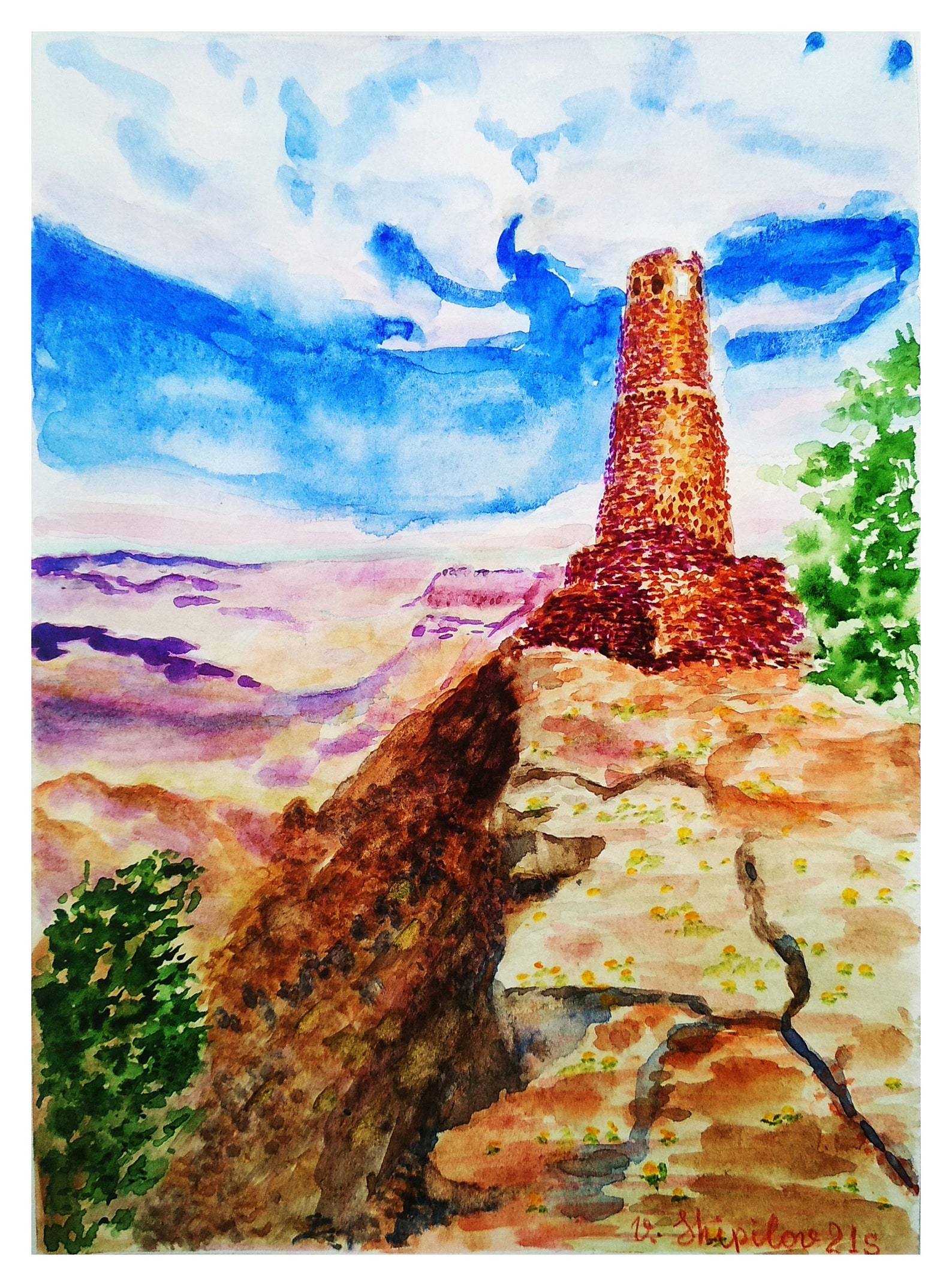 Grand Canyon National Park Painting Original Art Watercolor Etsy