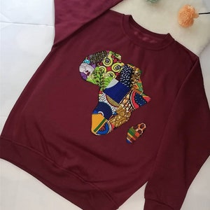 Afrika Sweatshirt/Afro zentrische Pullover/Afrika Karte Pullover/Afrika Karte Pullover / afrikanische Kleidung