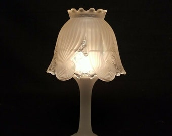 Vintage Frosted Glass Fairy Lamp Tealight Candle Holder Partylite Retired