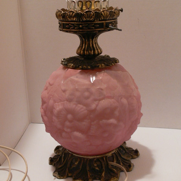 FENTON GWTW Pink Satin poppy Gone With The Wind Lamp Metal Parts Base ONLY - No Shade!!!