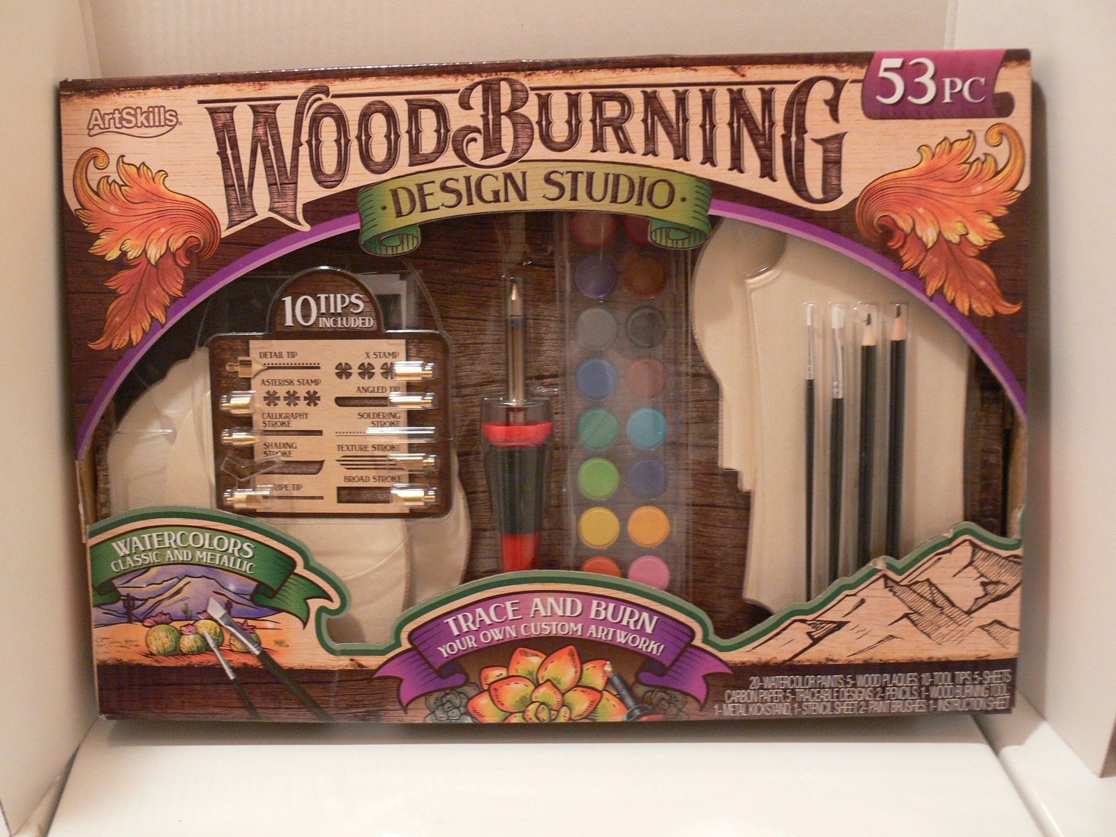 ArtSkills Wood Burning Kit with Watercolor Paints, 53-Piece Set