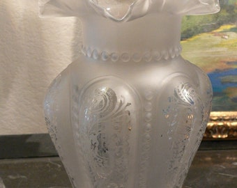 Antique GWTW Frosted Glass Banquet Parlor Lamp shade globe Victorian