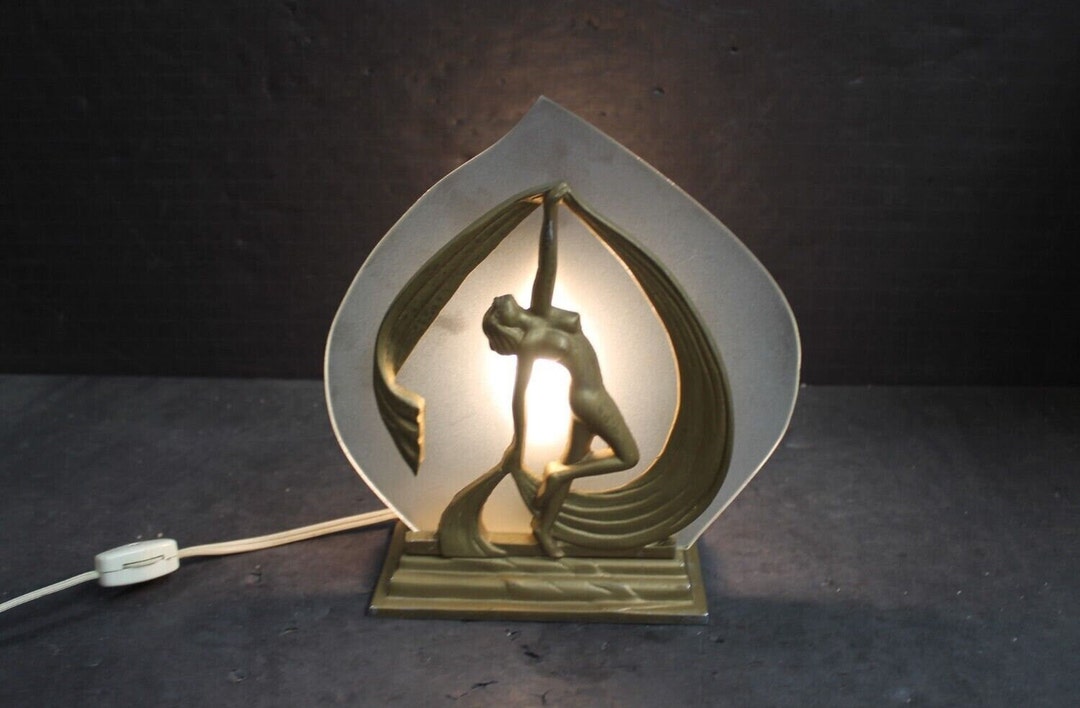 Art Deco Style Lady Figural Desk Accent Lamp Art Nouveau Base Etsy