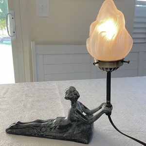 Frankart / Chandler Style art deco Nymph Lady lamp Holding The Flame Art Nouveau Lamp