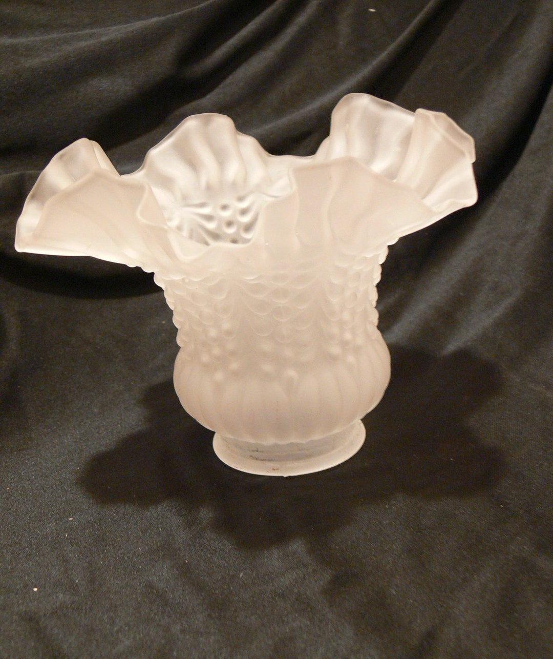 Vintage Ruffled Frost Glass Lamp Shade Globe Art Deco Nouveau Etsy