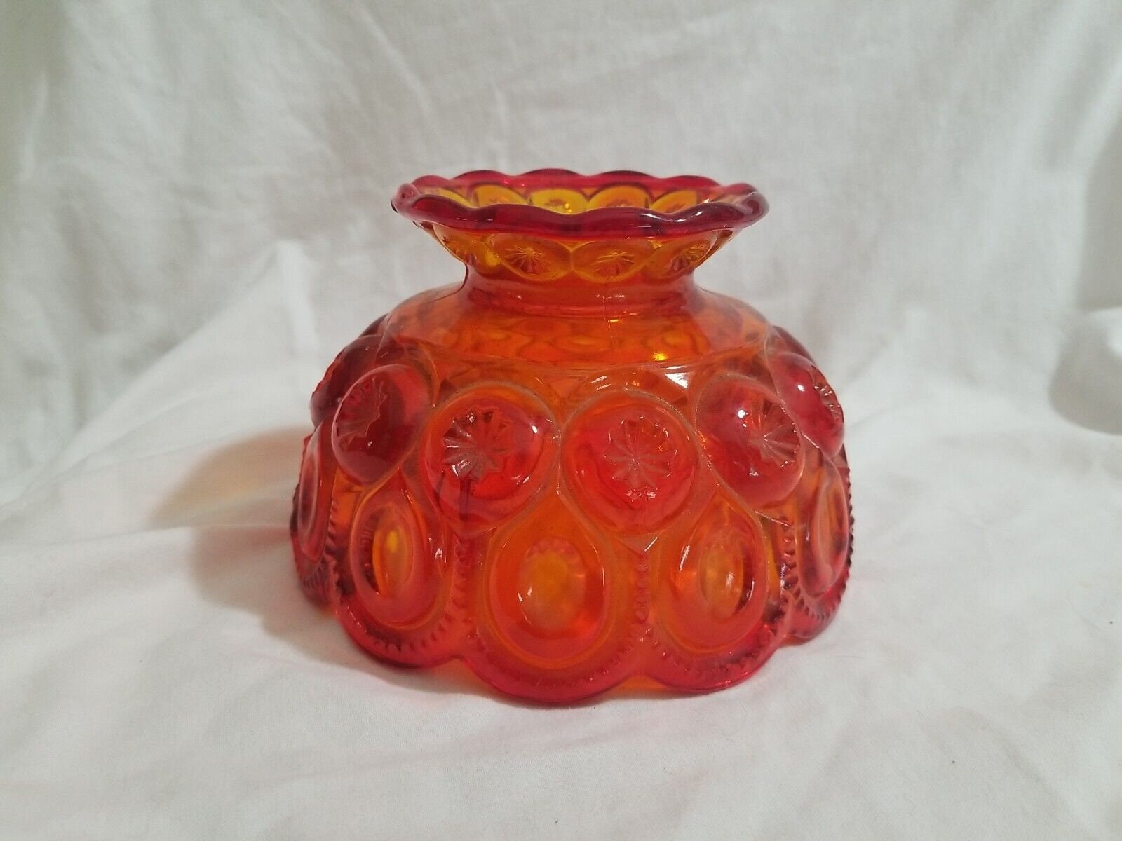 工芸品 Amberina Red amber Lamp Shade Viking Glass Red Amberina Cabbage Leaf Fairy Lamp | eBay
