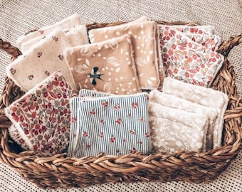 Lingettes lavables - lingettes démaquillantes - lingettes bébé ~ Lots au choix x4 ou x8 Côté bambou et côté coton