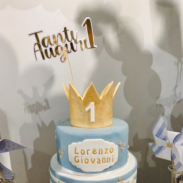 Cake topper Personalizzato per torte, in oro e argento metallizzato