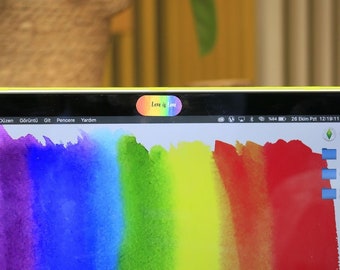 Webcam Cover by Funsylab for Your Digital Privacy, Colourful and Fun Laptop/Tablet Accessories - Love is Love, Rainbow