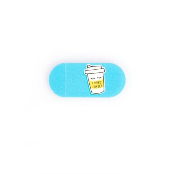 Webcam Cover by Funsylab for Your Digital Privacy, Colourful and Fun Laptop/Tablet Accessories -  I Need Coffee, Blue
