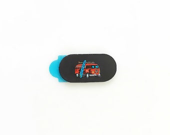 Osłona kamery internetowej firmy Funsylab dla Twojej prywatności cyfrowej, kolorowe i zabawne akcesoria do laptopów/tabletów | Surf Caravan | Mini