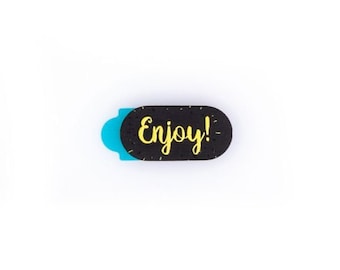 Webcam Cover by Funsylab for Your Digital Privacy, Colourful and Fun Laptop/Tablet Accessories -  Enjoy Mini, Black