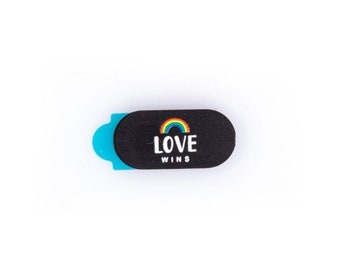 Webcam Cover by Funsylab for Your Digital Privacy, Colourful and Fun Laptop/Tablet Accessories -  Love Wins, Black