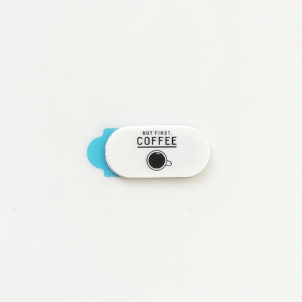Webcam Cover by Funsylab for Your Digital Privacy, Colourful and Fun Laptop/Tablet Accessories | But First Coffee | Mini