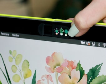 Webcam Cover by Funsylab for Your Digital Privacy, Colourful and Fun Laptop/Tablet Accessories | Cactus | Mini