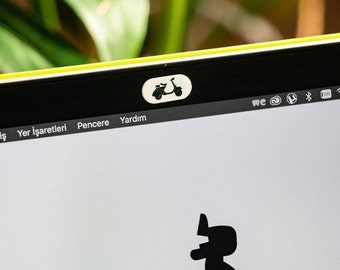 Osłona kamery internetowej Funsylab dla Twojej prywatności cyfrowej, kolorowe i zabawne akcesoria do laptopa/tabletu - Scooter Mini, biały