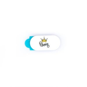 Webcam Cover by Funsylab for Your Digital Privacy, Colourful and Fun Laptop/Tablet Accessories -  Queen Mini, White