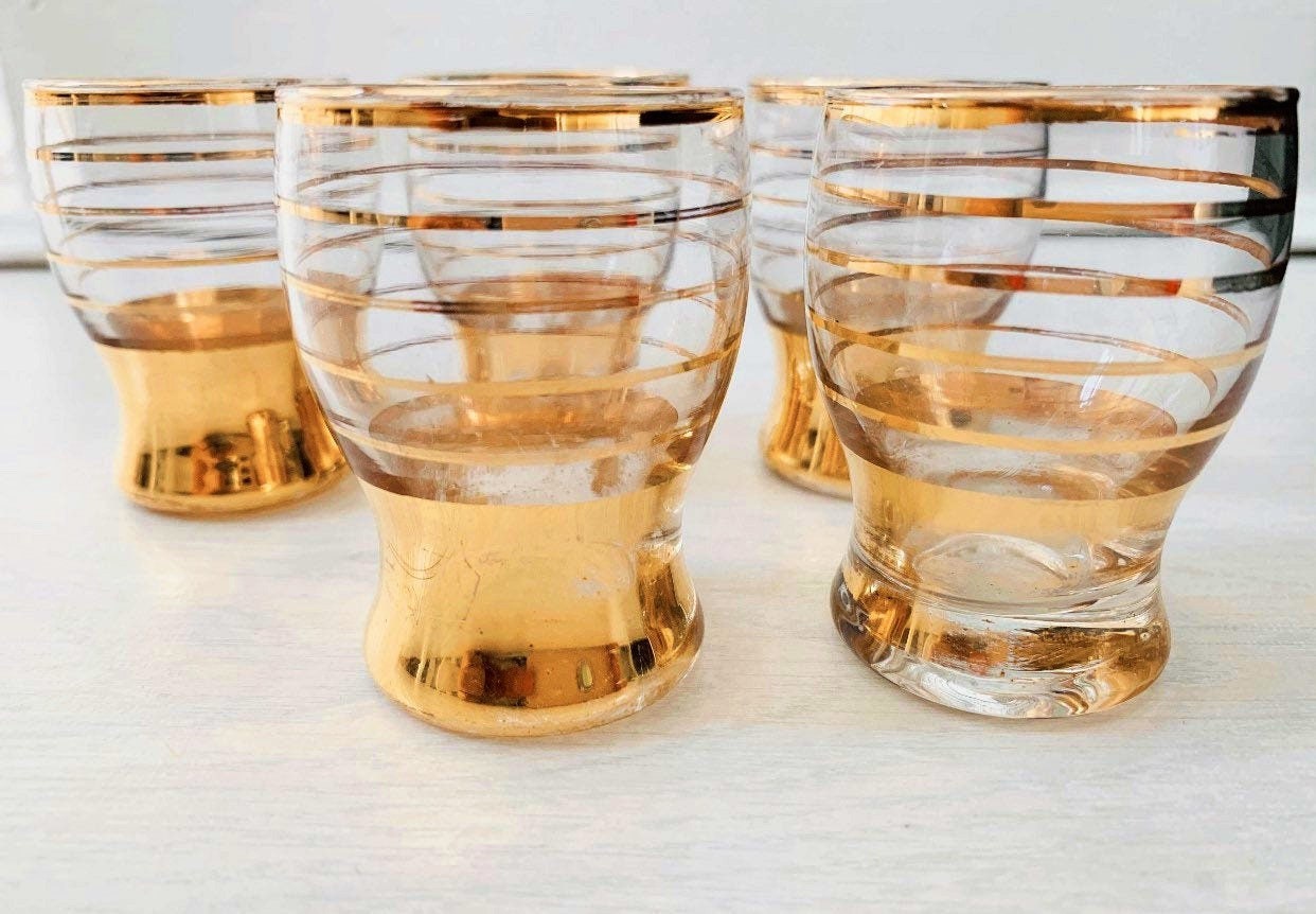 Gold Shot Glasses Set of Five Etsy